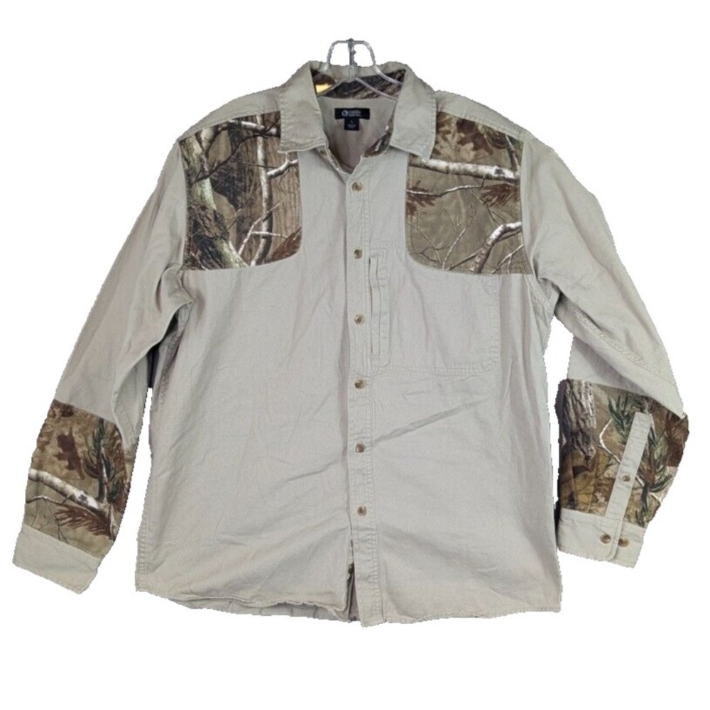 Gander‎ Mountain Guide Series Real Tree Camo Shirt Men's L Hunting Outdoor Khaki
